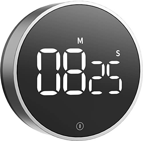 VOCOO Digitaler Küchentimer - Magnetischer Countdown Timer mit 3 Lautstärkestufen, Eieruhr mit großem LED-Bildschirm für Heim Fitness Klassenzimmer(einschließlich Batterien) (Dunkelgrau)
