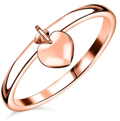 TJC Sterling Silver Heart Charm Band Ring for Women in Platinum & Gold Plated 925 Silver Valentine's gifts Rings for Ladies Daughter Wife Couples Heart Rings Jewellery