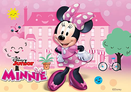 Dekora, Disney Minnie Mouse, Decoración de Fondant Comestible para Tarta de Cumpleaños Infantil, Adorno para Pasteles y Tartas Cuadradas A5