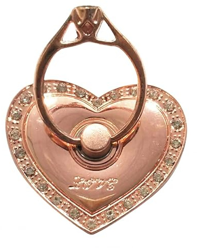 Rohans RK TECH Phone Ring Bracket holder, Love Heart Diamond Shape Finger Grip Stand Holder Ring Car Mount Phone Ring Grip Smartphone Ring stent Tablet Rose Gold (Heart Rose Gold)