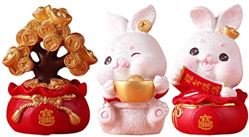 BESPORTBLE 1satz Kaninchenfigur Aus Harz Teiliges Geldbaum-dekorationsset Für Schreibtisch Ostern Und Garten Niedliche Miniaturfiguren Für Kreative Raumgestaltung Und Geschenkideen