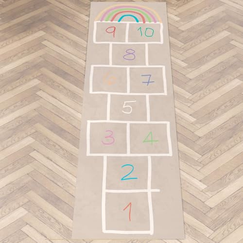 ANRO Spielteppich Teppich Läufer Kinderteppich Spieleboden Hüpfspiel Hüpfkästchen rutschfeste Unterseite Bunt 240x65cm