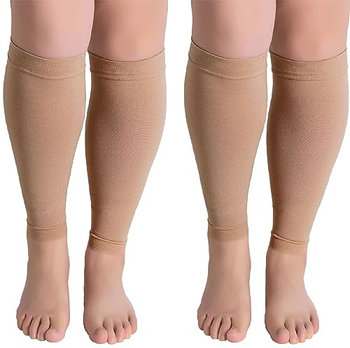 Valcatch Lot de 2 Paires de Manchons de Compression pour Mollet pour Homme et Femme - 20 à 30 mm - Grande Taille - pour la Course à Pied et Le Cyclisme - Soulage Les Varices, Les gonflements, Les