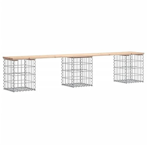 Banc de jardin design de gabion 203x31x42 cm bois massif de pin