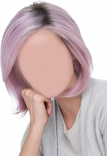 Parrucche per Capelli Umani Viola Chiaro Parrucche Bob Parrucche Corte Bob Parrucche Naturali per Parrucche Nere Parrucche Bob Viola Parte Centrale