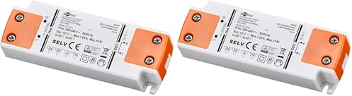 Goobay 30005 LED Trafo 230V auf 12V LED Spot 12V Transformator 15W Gesamtlast LED Treiber 12V DC Gleichspannung LED Driver 12V Trafo kein Flackern (Packung mit 2)