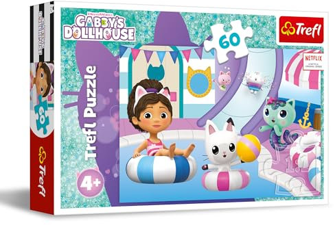 Trefl Gabbys Dollhouse Puzzle - 60 Piece Jigsaw Puzzles for Children - Girls Kids Large Piece Gabby Character Puzzle