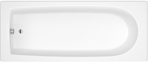 Balterley 1700 x 700mm Round Shower Bath, Straight Single Ended Gloss White Soaking Shower Bath, Acrylic Baths for Bathrooms, Round End, Adjustable Leg Set, Soaking Bathtub (White)