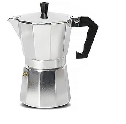 Caffettiera Moka in Alluminio per Caffè, Macchinetta Caffè da 1 Tazza, Manico Anti Scottatura, 1 Tazza (60 ml) con Guarnizione in Silicone, Non Adatta a Induzione