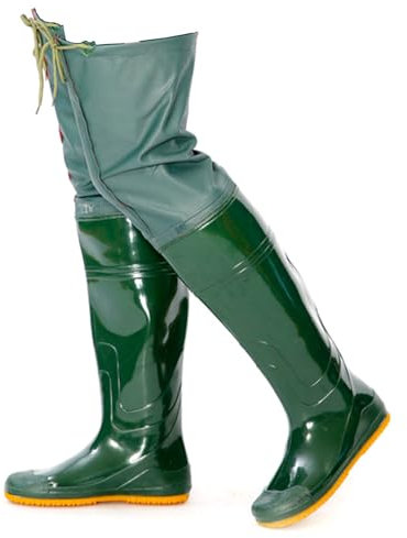 JPEOKOV Watstiefel Hip Wader für den Außenbereich, wasserdichter PVC-Angelstiefel, dicke Sohle, leichter, wasserdichter Stiefelfuß(Size:35 EU)
