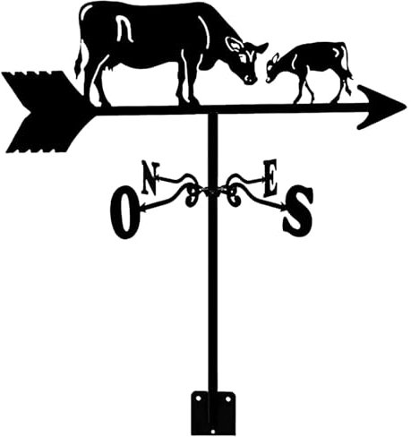 Wetterfahne für den Garten, Eisen, Windrichtungsanzeige, Wetterhahn, Edelstahl mit Rostschutz-Beschichtung, für Outdoor-Dekoration, Handwerk (Kuh)