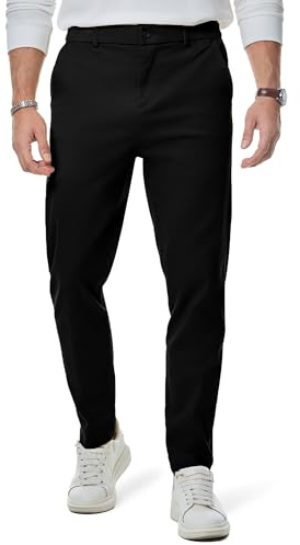 Elegancity Mens Chino Trousers Slim Fit Tapered Leg Dress Pants Cotton Twill Chinos Smart Casual Stretch Pants with Pockets