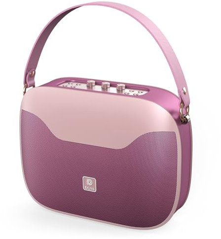 DOSS SoundBox H100 Handbag-Styled Bluetooth Speaker with Rose Gold & Copper Pink Panel, 50W Immersive Sound, 24H Playtime Physical Bass/Treble Knobs, Stereo Pairing, Portable Handle for Home,Travel