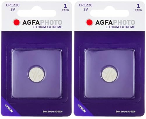 AgfaPhoto Lithium Pile Bouton Batterie CR 1220, Multicolore (Lot de 2)