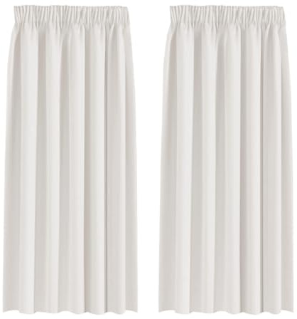 BellaHills Blackout Curtains Pencil Pleat Bedroom Curtain Panel for Privacy Protected Thermal Insulated Window Treatment for Living Room 2 Panels, 46 x 54 Inch, Ivory