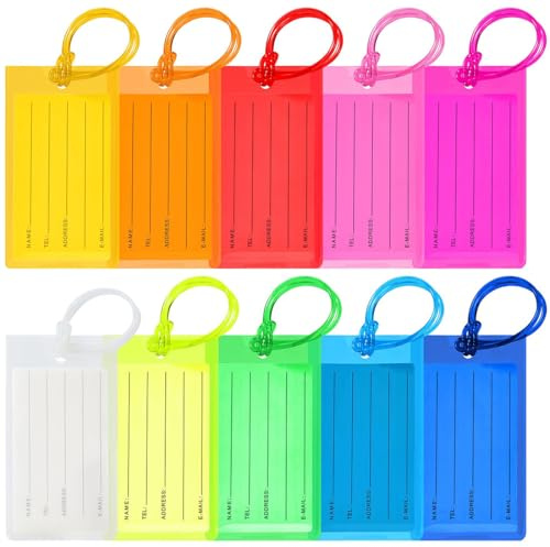 Etiquetas equipaje, 10 piezas etiquetas equipaje con etiquetas dirección, etiquetas equipaje silicona, etiquetas equipaje para identificar bolsos, maletas y equipaje cuando viaja, etiquetas equipaje