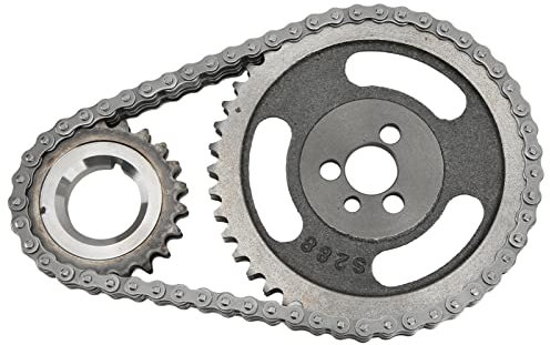 Brilluxa Ensemble de chaîne de distribution à double rouleau de remplacement en alliage pour CHEVR0LET SBC 5.7L 283 305 327 350 383 400 Ensemble de distribution à double rangée