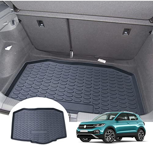 LXBSXY Maßgeschneidert Gummimatte Kofferraumwanne für VW T-Cross 2018-2022,Anti Rutsch Matte Auto,Schutzmatte schwarz,Kofferraummatte Zubehör