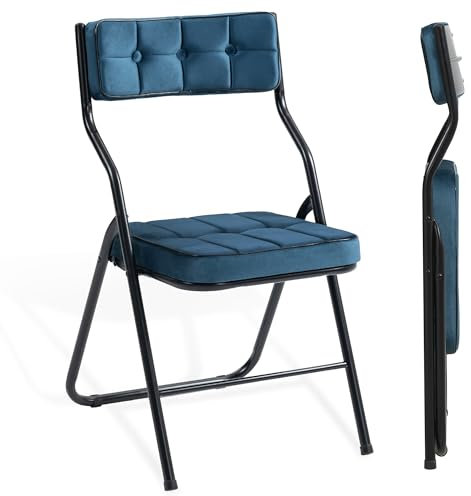 Villeston Polsterte Klappstühle 2er Set - Klappbarer Esszimmerstuhl mit Kissen, Tragbar und Vormontiert, Zusätzliche Sitzgelegenheit für Gäste, Küche, Büro, Hochzeit, Party