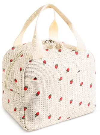 TUONYIS Lunch Bag Kühltasche, Klein Lunchtasche, Einkaufstasche, Faltbare Brotdose, Lunch-Taschen Frühstückstasche kinder Damen Herren für Schule, Arbeit, Picknick, Reisen (Beige) (Beige)