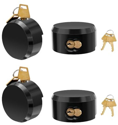 4 Pack Hidden Shackle Padlock Keyed Alike Heavy Duty Trailer Puck Padlocks Anti Theft 2-7/8 Solid Steel Puck Lock for Trailers Trucks Vans Shed Gates Garage