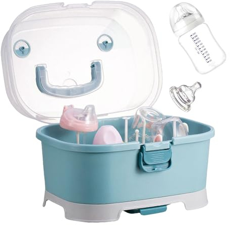 jopiuieo Baby-Flaschenhalter, Kleinkind-Flaschen-Aufbewahrungsbox mit Deckel, Anti-Staub, großes Fassungsvermögen, tragbarer Flaschenorganizer, BoxArbeitsplatte, Flaschenabtropfer,