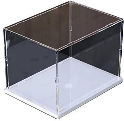 ZIUBMVDYC Acryl-Vitrine, Klarer, Abnehmbarer Proof-Box-Würfel for Sammlerstücke, Figuren, Modelle, Aufbewahrungsschutz, weißer Boden(15X20X15CM)