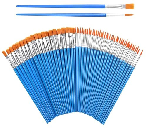 60 Pcs Paint Brush Set, Flat and Round Pointed Paintbrush, Small Acrylic Paint Brushes Oil Watercolor and Gouache Painting for Adults, Paints Brushes Art for Figurines