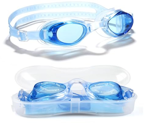 KEQAR 1 Paire Lunettes de Natation pour Hommes/Femmes, Adultes, Protection UV, Anti-Buée, Sangle Réglable, Confort - Non Polarisées/Polarisées