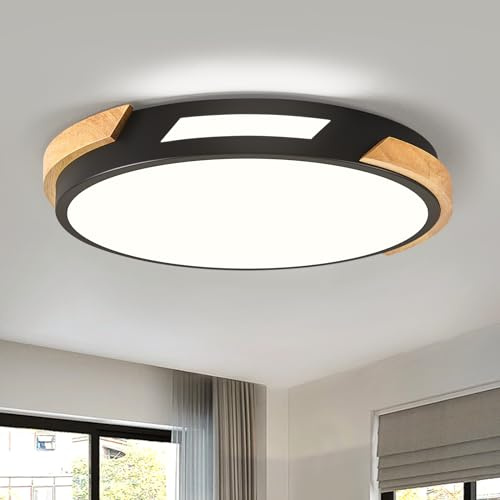 Vikaey LED Deckenleuchte, Schwarz Deckenlampe 30cm für Schlafzimmer