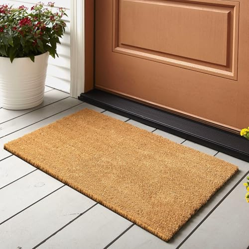 FB FunkyBuys Coir Door Mats Outdoor - Thick Bristles Non-Slip Rubber Backing - Natural Heavy Duty Coconut Mat - Front Door Mat Ideal for Porch, Entryways, Office & Home