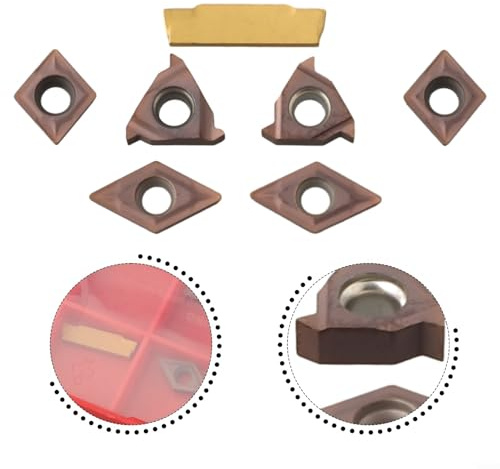 Set di 7 inserti in carburo per tornio con gambo da 10 mm, include CCMT060204, DCMT070204, 11IR, 11ER