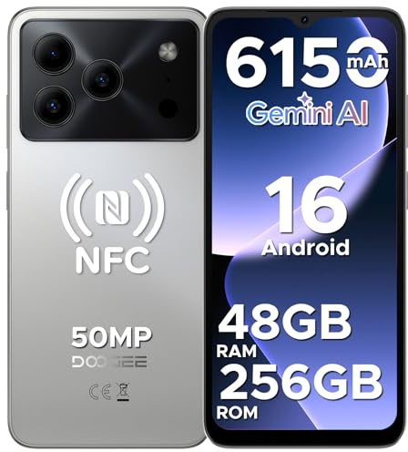 DOOGEE Note 56 Plus Mobile Phones, Newest Android 16 Smartphone, 48GB + 256GB/2TB, 6150mAh & 6.56 HD+ 90Hz Display, 50MP Camera, 4G Dual Sim Free Unlocked Phones, Face ID/Fingerprint/NFC/OTG, Plain