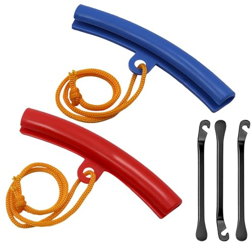 LINTRA 2 Stück Felgenschutz, Blau und Rot Reifenmontage Felgenschoner, Gummi Felgen Montageschutz, mit 3 Stück Reifenheber Metall, für Haushalt und Werkstatt