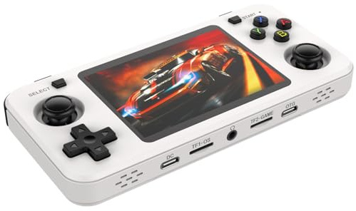 R36H 64 / 128gb portable rétro console de jeu avec 15000 jeux rétro préinstallés, 3,5 pouces écran double joystick 3D, système Linux, cadeau garçon-white||128G