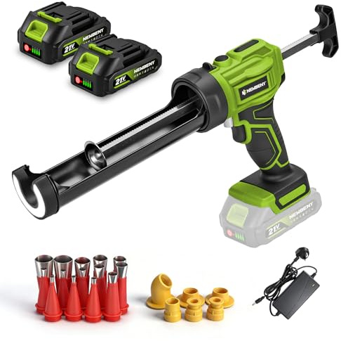 NewBeny Cordless Caulking Gun with 2 * 2000mAh Batteries, 4 Speed Adjustment Sealant Gun Compatible with 300ml Cartridge, Build-in LED Silicone Gun for Gap Sealing, Glue Filling