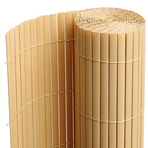 PEGANE Canisse Brise Vue en PVC Tube Plat,Clôture Protection pour Jardin terasse Balcon Coloris Naturel Bambou - Hauteur 160 x Longueur 500 cm 1700g/m2
