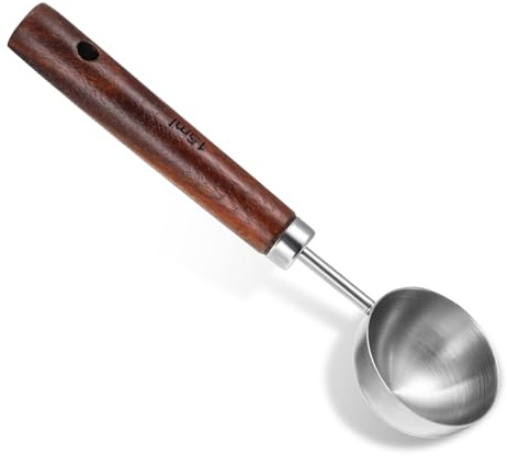 Vintage Coffee Measuring Spoon Metal Tablespoon Measuring Spoon with Wooden Handle Retro Measurings Tablespoon 15ml Espresso Spoons with Walnut Handle for Kitchen Tea Coffee, Silver