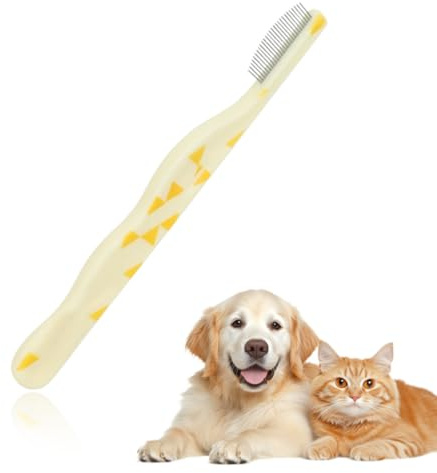 WUYJI Hundekämme,1 Katzenkamm, Gesichtspflegekamm für Haustiere, druckfreier Tränenfleckenentferner für Hunde und Katzen, Haarkamm aus Edelstahl, 12 cm, Beige