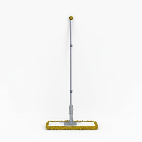 Abbey 60cm Flat Mop for Floor Cleaning - Heavy Duty Commercial Yellow Sweeper Mop Kit with Handle and Frame - Floor Dusters for Wooden Floors and Hard Floors