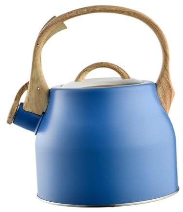 Colcolo Bollitore con Fischio Forte E Manico in Legno, Bollitore di Grande Capacità per Teiera, Blu