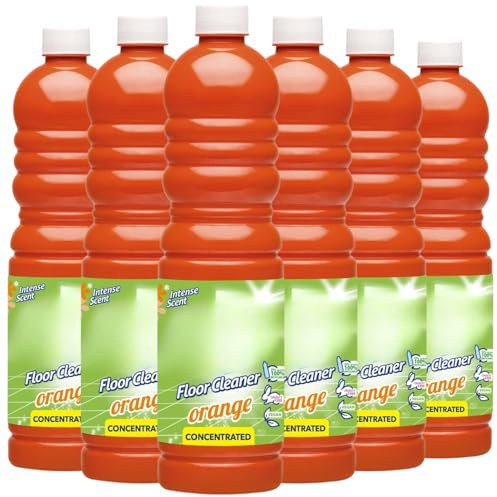 Concentrated Orange Floor Cleaner Liquid Orange Intense Scent – 1L Bottle, Fresh and Powerful Cleaning for Laminate, Stone and Hard Surfaces – Spanish Cleaning Products Floor Cleaner Pack of 6