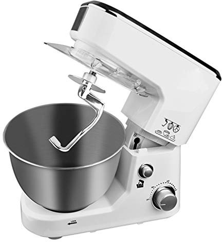 QREZ Impastatrice Planetaria Professionale, Multifunzione Robot da Cucina Impastatrice Planetaria Offerta 1000W Ad Alta Potenza Robot da Cucina capacità 5 Litri 6 velocità,Bianca