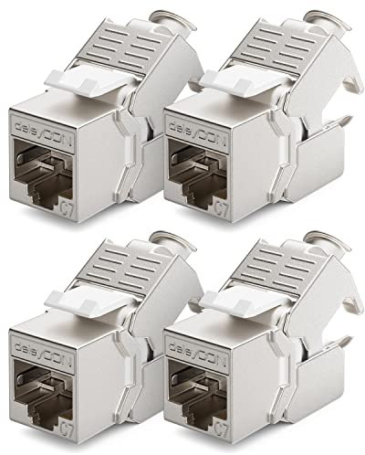 deleyCON 4x CAT 7 Modulo Keystone Jack Ideale per CAT7 CAT6 CAT6a Cavi di Posa Connettore Cavi di Patch Cavi di Rete Schermatura STP Connettore RJ45 1000 MHz 10 Gbit/s Morsetto di Taglio (LSA)