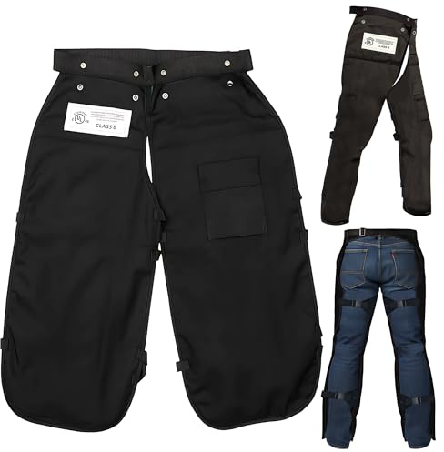 MGP SUPPLY Apron Style Chainsaw Chaps for Men with Pocket & Adjustable Waist | Lightweight Class B Protective Chainsaw Safety Equipment | Black 37