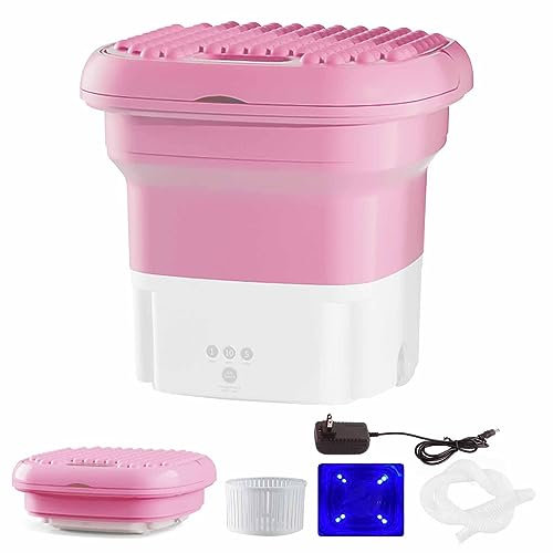 Portable Washing Machine, Mini Portable Washing Machine Foldable Small Laundry Machine With Drain Basket For Washing Baby Clothes, Underwear Suitable For Camping,travel, Small Spaces(Pink)