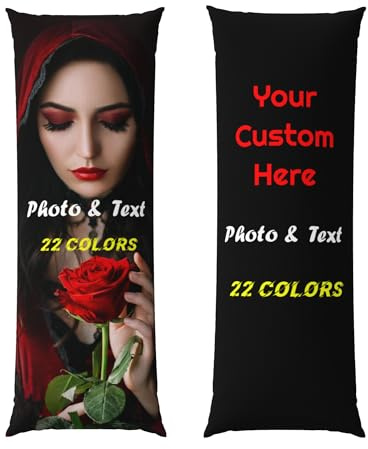 Customised Photo Body Pillow Case Covers, 51x137cm Personalised Large Rectangle Pillowcase with Picture Logo Text Double-Sided Print, Design Your Own Cushion Cover, Gifts for Birthday Friends Lovers