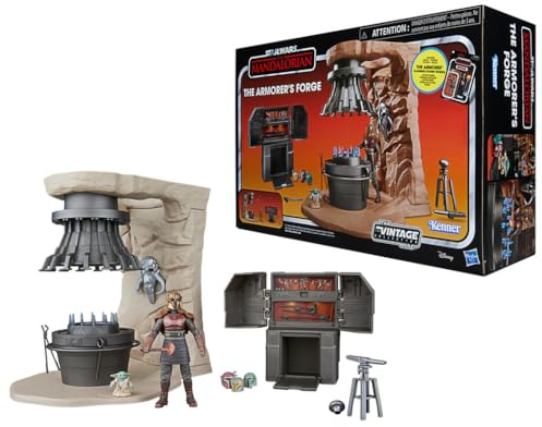 Star Wars The Vintage Collection The Armorer's Forge, The Mandalorian 9,5 cm Jeu de Collection avec Figurine d'action