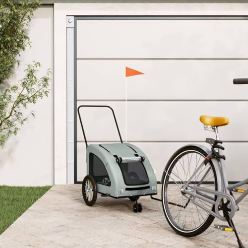 Xichuzi Fahrradanhänger Hunde Grau Oxford-Gewebe und Eisen, Fahrrad Anhänger, Lastenanhänger, Handwagen, Fahrrad-lastenanhänger, Lastenfahrrad - 93979