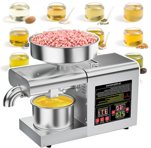 json2xml 1100w Automatic Oil Press Machine for Sunflower/Olive Oil Extraction with 6l hopper,Stainless Steel Home Hot/Cold Oil Mill with 104-500℉ temperature adjusted & Pressing speed: 5-8kg/h